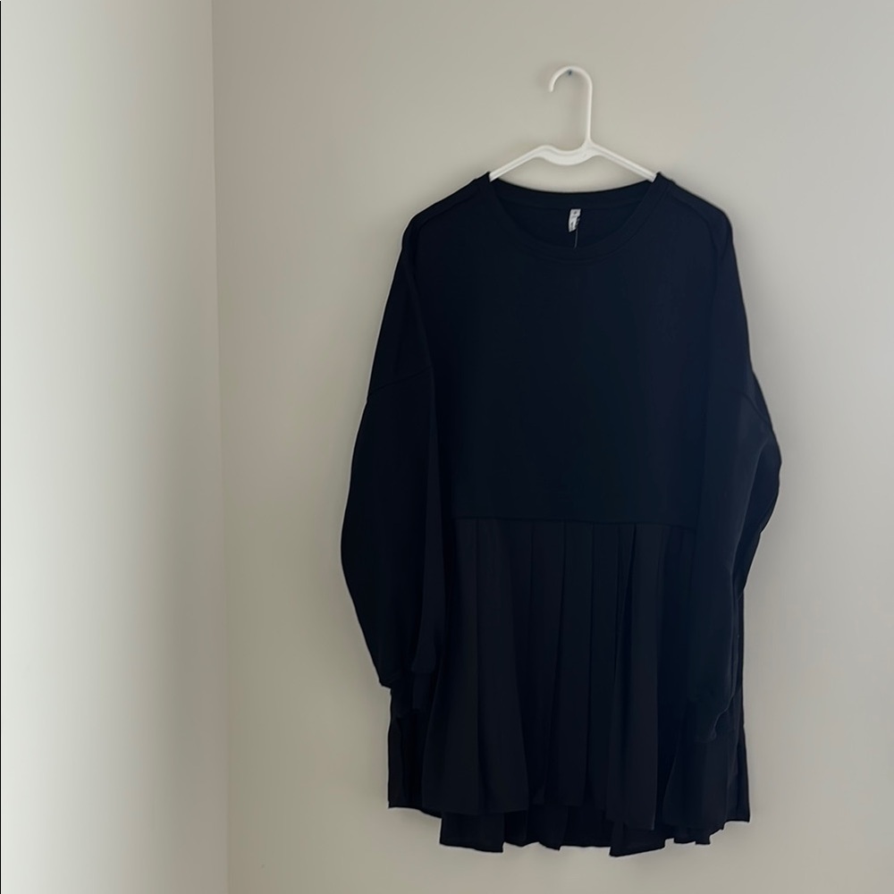 Blue Long Sleeve Boxy Tunic Dress